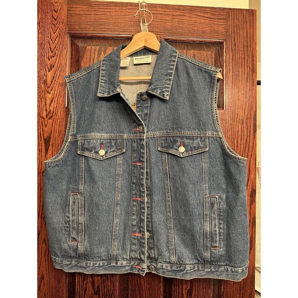 Pendleton Denim Vest XL Wool Blanket Back Southwestern Vintage 90s Western - Picture 3 of 11